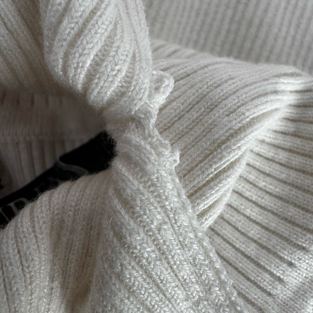 Y2K Lauren Ralph Lauren LRL Sweater Women's Ivory Ribbed Turtleneck Logo XL - Picture 6 of 9